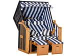 Outsunny Strandkorb Holz, PE-Rattan, Polyester, Schaumstoff