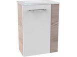 Waschtisch FACKELMANN "SBC", braun (braun, weiß, hellbraun, alaska, esche, optik), B:45cm H:61,5cm T:25cm, Glas, Holzwerkstoff, Waschtische, Waschtisch, bestehend aus Becken und Unterbau, Breite ca. 45 cm