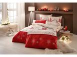 Bettwäsche OTTO HOME "Venua in Gr. 135x200 oder 155x220 cm", rot (rot, beige), B/L: 135cm x 200cm, 1 Stk., 1 Stk., Biber, B/L: 80cm x 80cm, 2 Stk., Biber, Obermaterial: 100% Baumwolle, Bettwäsche, Bettwäsche, Winterbettwäsche, Weihnachtsbettwäsche