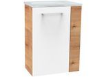 Waschtisch FACKELMANN "SBC", braun (braun, weiß, braun, ast, eiche optik), B:45cm H:61,5cm T:25cm, Glas, Holzwerkstoff, Waschtische, Waschtisch, bestehend aus Becken und Unterbau, Breite ca. 45 cm