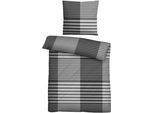 Bettwäsche BIBERNA "0004106", silber, grau, B/L: 135cm x 200cm, 1 Stk., 1 Stk., Feinbiber, B/L: 80cm x 80cm, 2 Stk., Feinbiber, Obermaterial: 100% Baumwolle, Bettwäsche, Bettwäsche, wohlig warm + weich, pflegeleicht, 100% Baumwolle, Reißverschluss