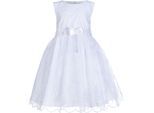 Taufkleid HAPPY GIRLS "dress", Mädchen, Gr. 92, N-Gr, weiß, Web, Obermaterial: 100% Polyester, festlich, figurumspielend ca. Mitte Wade, Rundhals, Kleider Taufkleid, mit aufgesetzter Schleife vorne in der Taille