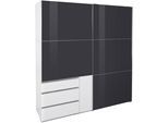 Schwebetürenschrank WIMEX "Level by fresh to go", weiß (weiß, grauglas), B:250cm H:216cm T:65cm, Schränke, Schwebetürenschrank, mit Glastüren