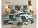 Bettwäsche OTTO HOME "Nicholas", grün, B/L: 135cm x 200cm, 1 Stk., 1 Stk., Microfaser, B/L: 80cm x 80cm, 2, Microfaser, Obermaterial: 100% Polyester, Bettwäsche, Bettwäsche, Weihnachtsbettwäsche, Winter, in 3 Qualitäten verfügbar