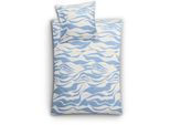 Bettwäsche KLEINE WOLKE "Onda", blau (mare), B/L: 135cm x 200cm, Mako-Satin, B/L: 80cm x 80cm, 2 Stk., Mako-Satin, Obermaterial: 100% Baumwolle, Bettwäsche, Bettwäsche, mit Wellenmotiv