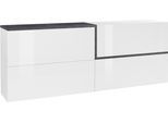 Sideboard HOME AFFAIRE "Zet", weiß (weiß hochglanz, zement), B:210cm H:86cm T:40cm, Sideboards, Sideboard, Breite 210 cm
