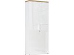 Aktenschrank HOME AFFAIRE "Easy B/H 81/193 cm, Büroschrank, Mehrzweckschrank mit 2 Türen", weiß (weiß hochglanz lack, eiche cadiz dekor), B:81cm H:193cm T:34cm, FSC-zertifizierter Holzwerkstoff, Schränke, Aktenschrank, abschließbar, 4 Böden, Metallgriffe, Top 38 mm stark