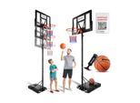 tectake® Basketballkorb, Outdoor, verstellbare Korbhöhe 230 - 305 cm, mit Rollen, inklusive Ball, Pumpe und 2 Netze