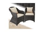 tectake® 2er Set Rattansessel, mit Aluminiumgestell, natürlich nachempfundenes Geflecht, 71 x 60 x 84 cm