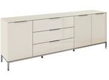 Kombikommode RAUCH "Kommode Türkommode Sideboard Kombikommode FLIPP mit Glasfront", beige (beige, glas beige (champagner)), B:200cm H:71cm T:42cm, Holzwerkstoff, Sideboards, Kombikommode, 3-türig, 3 Schubladen, Soft-Close-Funktion, Oberboden und Front Glas