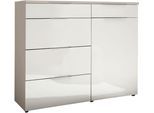 Kombikommode WIEMANN "Como", weiß (kieselgrau, dekor, glas weiß, chrom), B:100cm H:91,2cm T:43cm, Floatglas, Holzwerkstoff, Metall, Sideboards, Kombikommode, vormontiert