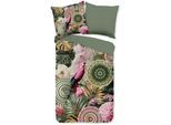Wendebettwäsche HIP "Palay", grün, B/L: 155cm x 220cm, 1 Stk., 1 Stk., Renforcé, B/L: 80cm x 80cm, 2 Stk., Renforcé, Obermaterial: 100% Baumwolle, Bettwäsche, Wendebettwäsche, Satin, Reißverschluss, Wendeoptik, Mandala, Blätter, grün