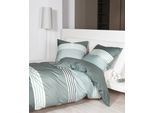 Bettwäsche JANINE "Mako-Satin 31147", rauchgrün, B/L: 155cm x 220cm, 1 Stk., 1 Stk., Mako-Satin, B/L: 80cm x 80cm, 2 tlg., Mako-Satin, Obermaterial: 100% Baumwolle, Bettwäsche, Bettwäsche, aus 100% Baumwolle, Bettwäsche ab Größe 135x200 cm, Streifen