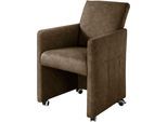 Esszimmersessel EXXPO - SOFA FASHION, choccolate, B:63cm H:90cm T:72cm, Sessel, Esszimmersessel, Loungesessel auf Rollen, schmale Armlehnen, bequem