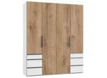 Drehtürenschrank mit Laden B: 200 cm Level, Eiche Dekor/Weiß