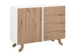 Sideboard Vira Weiß/Kieferfarben Echtholz
