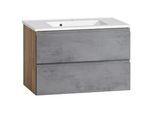 Waschtischkombi Varese ca. 80 cm Grau/Eiche