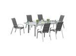 Gartenmöbel Set 7-tlg Amalfi di Lusso Metall/Glas/Textil