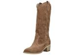 Bikerboots NERO GIARDINI "Nero Giardini Stiefel Veloursleder", Damen, Gr. 37, braun, Veloursleder, Schuhe Bikerboots