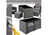 tectake® Rattan Sitzgruppe, für 2 bis 4 Personen, UV-beständig, inklusive Flaschenöffner, zusammenschiebbar