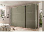 Schwebetürenschrank STAUD "Includo,"Premium Variante in Weiß in 249cm Breite", grün (dekor salbei), B:280cm H:222cm T:68cm, Holzwerkstoff, Schränke, Schwebetürenschrank