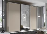 Schwebetürenschrank STAUD "Sinfonie Plus, edles Design in hochwertiger Qualität, Made in Germany", beige (sand), B:280cm H:240cm T:68cm, Holzwerkstoff, Schränke, Schwebetürenschrank, Mit Spiegeltür und vier verschiedenen Ausstattungsvarianten