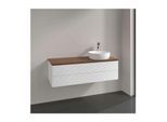 Villeroy und Boch Antao Waschtisch-Unterschrank L23152MT mit Beleuchtung, 2 Auszüge, 1200 x 360 x 500 mm, Front mit Struktur, White Matt Lacquer / Warm Walnut