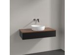 Villeroy und Boch Antao Waschtisch-Unterschrank K09012PD 100x19x50cm, Waschbeckenplattenfarbe warm walnut, black matt lacquer