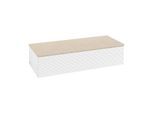 Villeroy und Boch Antao Sideboard L41103MT mit Beleuchtung, 1 Auszug, 1200 x 268 x 500 mm, Front mit Struktur, White Matt Lacquer / Botticino