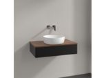 Villeroy und Boch Antao Waschtisch-Unterschrank K08012PD 80x19x50cm, Waschbeckenplattenfarbe warm walnut, black matt lacquer