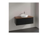 Villeroy und Boch Antao Waschtisch-Unterschrank K20152PD 100x36x50cm, Hahnloch, Waschbeckenplattenfarbe warm walnut, black matt lacquer