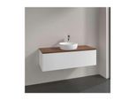 Villeroy und Boch Antao Waschtisch-Unterschrank L32012MT mit Beleuchtung, 1 Auszug, 1200 x 360 x 500 mm, Front ohne Struktur, White Matt Lacquer / Warm Walnut