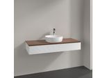 Villeroy und Boch Antao Waschtisch-Unterschrank K10152MT 120x19x50cm, Hahnloch, Waschbeckenplattenfarbe warm walnut, white matt lacquer