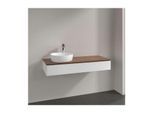 Villeroy und Boch Antao Waschtisch-Unterschrank L11012MT mit Beleuchtung, 1 Auszug, 1200 x 190 x 500 mm, Front ohne Struktur, White Matt Lacquer / Warm Walnut