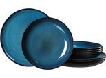 Tafelservice RITZENHOFF & BREKER "Teller Set, Geschirr-Set Bali", blau, 8 Stk., Steingut, Geschirr-Sets, Tafelservice, Reaktivglasur, jedes Stück ein Unikat, 8 Teile, für 4 Personen