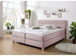 Boxspringbett HOME AFFAIRE "Fargo", lila (flieder), B:213cm L:207cm, Struktur fein (100% Polyester);Samtstoff (100% Polyester), Komplettbetten, Boxspringbett, inkl. Topper, in 3 Matratzenarten, in Samt- oder Strukturstoff