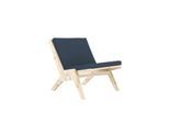 Loungesessel KARUP DESIGN "Sway Lounge Chair, ohne Armlehnen, aus FSC-zertifiziertem Massivholz", blau, B:67,5cm H:67,5cm T:75cm, 100% Polyurethan, Sessel, Loungesessel, Matratze mit Bouclé-Bezug in mehreren Farben, Made in Europe
