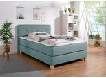 Boxspringbett HOME AFFAIRE "Fargo", blau (petrol), B:133cm L:207cm, Struktur fein (100% Polyester);Samtstoff (100% Polyester), Komplettbetten, Boxspringbett, inkl. Topper, in 3 Matratzenarten, in Samt- oder Strukturstoff