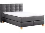 Boxspringbett HOME AFFAIRE "Moulay", grau (anthrazit), B:154cm L:231cm, Komplettbetten, Boxspringbett, inkl. Topper, in Überlänge 220 cm, 3 Härtegrade, auch in H4