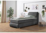 Boxspringbett HOME AFFAIRE "Breitenthal", grau (anthrazit), B:112cm L:222cm, Komplettbetten, Boxspringbett, abnehmbare Rückenkissen mit Klettband