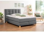 Boxspringbett HOME AFFAIRE "Moulay", grau, B:154cm L:211cm, Komplettbetten, Boxspringbett, inkl. Topper, in 3 Härtegraden, TFK auch in Härtegrad 4