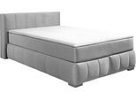 Boxspringbett HOME AFFAIRE "Chelles", silber, B:147cm L:245cm, Samtoptik (100% Polyester);Bezug der Spiegelfläche Matratzendrell aus 100% Polyester;Struktur fein 100% Polyester), Komplettbetten, Boxspringbett, inkl. Topper,, in XXL- Überlänge 220 cm, Unterbox mit feine Wölbung