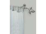 Gardinenstange GARESA "SHEET", silber (mattchromfarben), L:410cm Ø:16mm, Metall, Gardinenstangen, Gardinenstange, Vorhanggarnitur, verlängerbar, Knopf mit Blätter, ohne Ringe