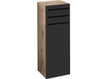 Midischrank BASIC BY BALCULINA "Rom BxHxT 34x104x31 cm", schwarz matt, viking oak, B:34cm H:104cm T:31cm, Schränke, Midischrank, Breite 34cm, Kunststoffgriffe, Made in Europa