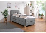 Boxspringbett HOME AFFAIRE "Fargo", grau (hellgrau), B:103cm L:207cm, Struktur fein (100% Polyester);Samtstoff (100% Polyester), Komplettbetten, Boxspringbett, inkl. Topper, in 3 Matratzenarten, in Samt- oder Strukturstoff