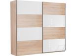 Schwebetürenschrank WIMEX "Easy", braun (struktureichefarben hell, weißglas), B:135cm H:210cm T:65cm, Schränke, Schwebetürenschrank, mit Teilglas