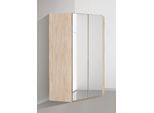 Eckkleiderschrank WIMEX "New York", braun (struktureichefarben hell), B:90cm H:236cm T:56cm, Schränke, Eckkleiderschrank, mit Spiegeltüren und LED Leuchte