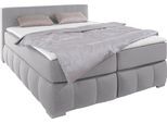 Boxspringbett HOME AFFAIRE "Chelles", grau, B:167cm L:245cm, Samtoptik (100% Polyester);Bezug der Spiegelfläche Matratzendrell aus 100% Polyester;Struktur fein 100% Polyester), Komplettbetten, Boxspringbett, inkl. Topper,, in XXL- Überlänge 220 cm, Unterbox mit feine Wölbung