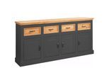 Sideboard OTTO HOME "Selma", schwarz (anth, gebeizt), B:192cm H:87cm T:38cm, Sideboards, Sideboard, Kommode mit 4 Türen und 4 Schubkästen