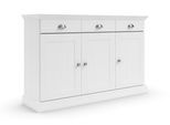 Sideboard OTTO HOME "Motala", weiß, B:125cm H:80cm T:35cm, Holzwerkstoff, Sideboards, Sideboard, Kommode, 3 Schubladen und 2 verstellbare Einlegeböden, Breite 125 cm